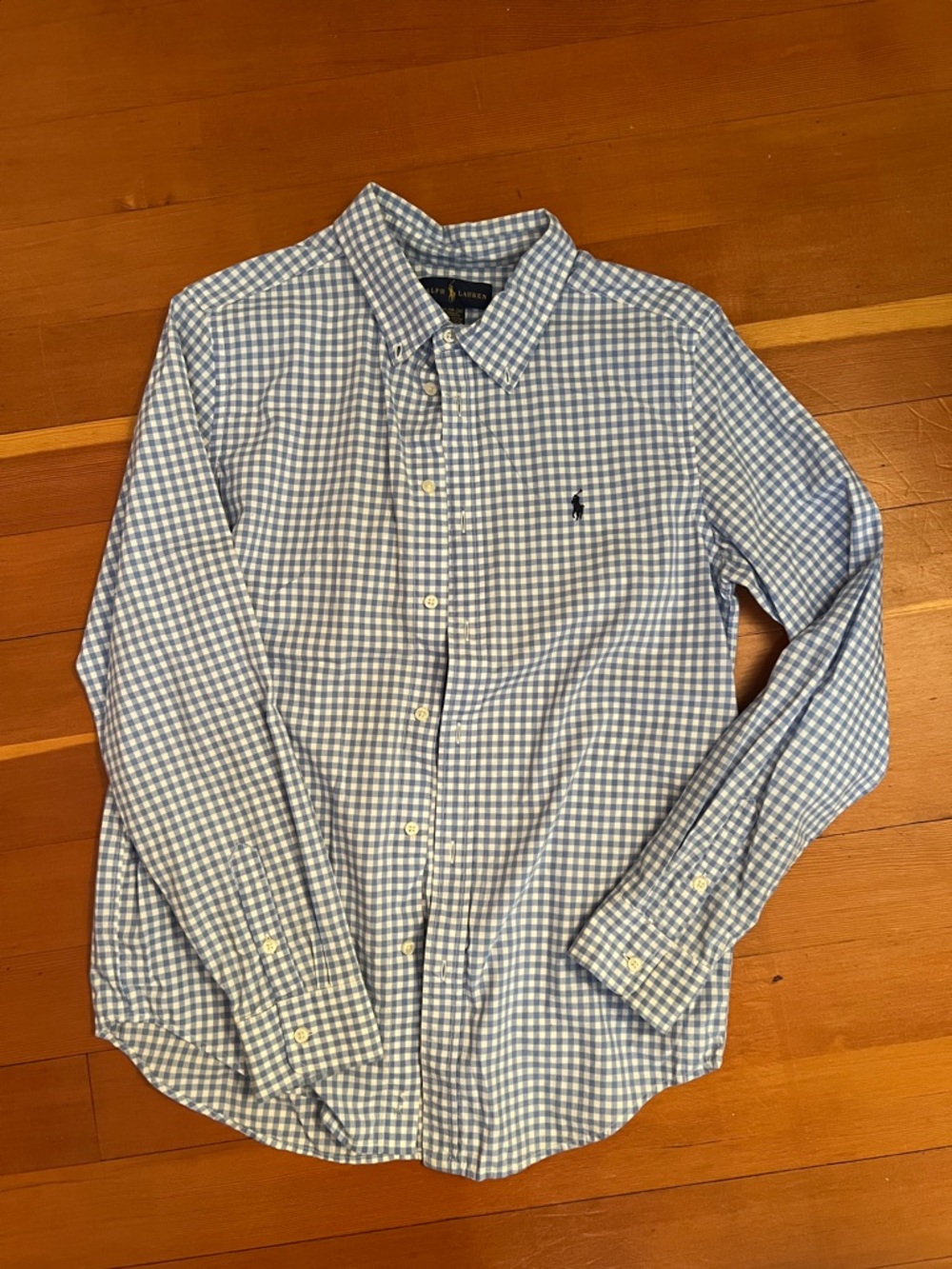 Polo by Ralph Lauren Light Blue & White Gingham Button-Down Shirt- boy
